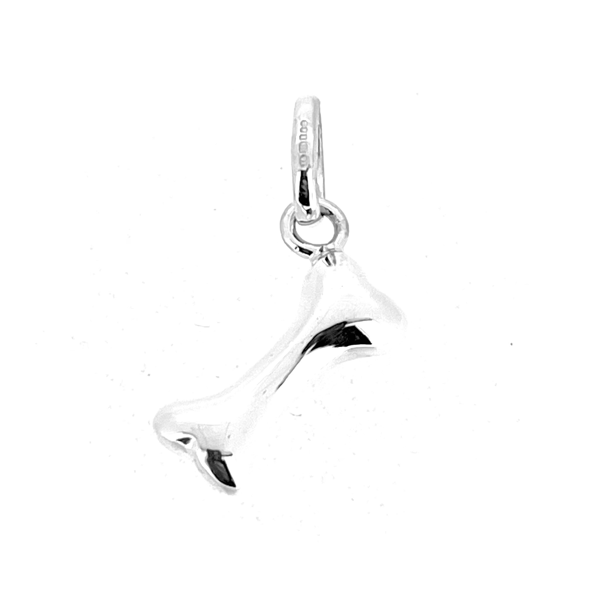 Vintage silver bone charm with black enamel and oval bail