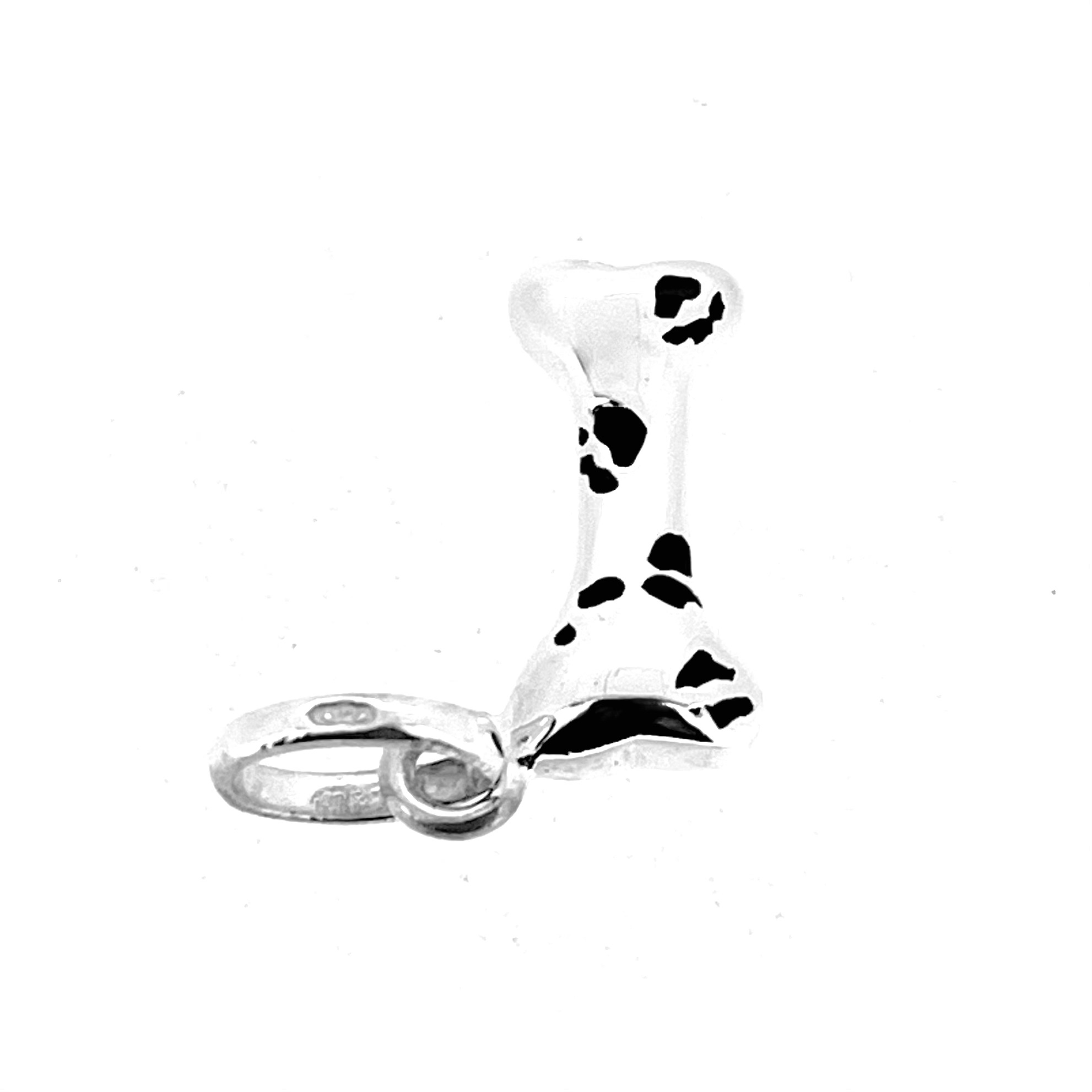 Compact Links of London dog bone charm with polished silver finish