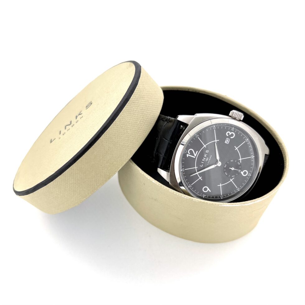 Links of London case back showing stainless steel construction