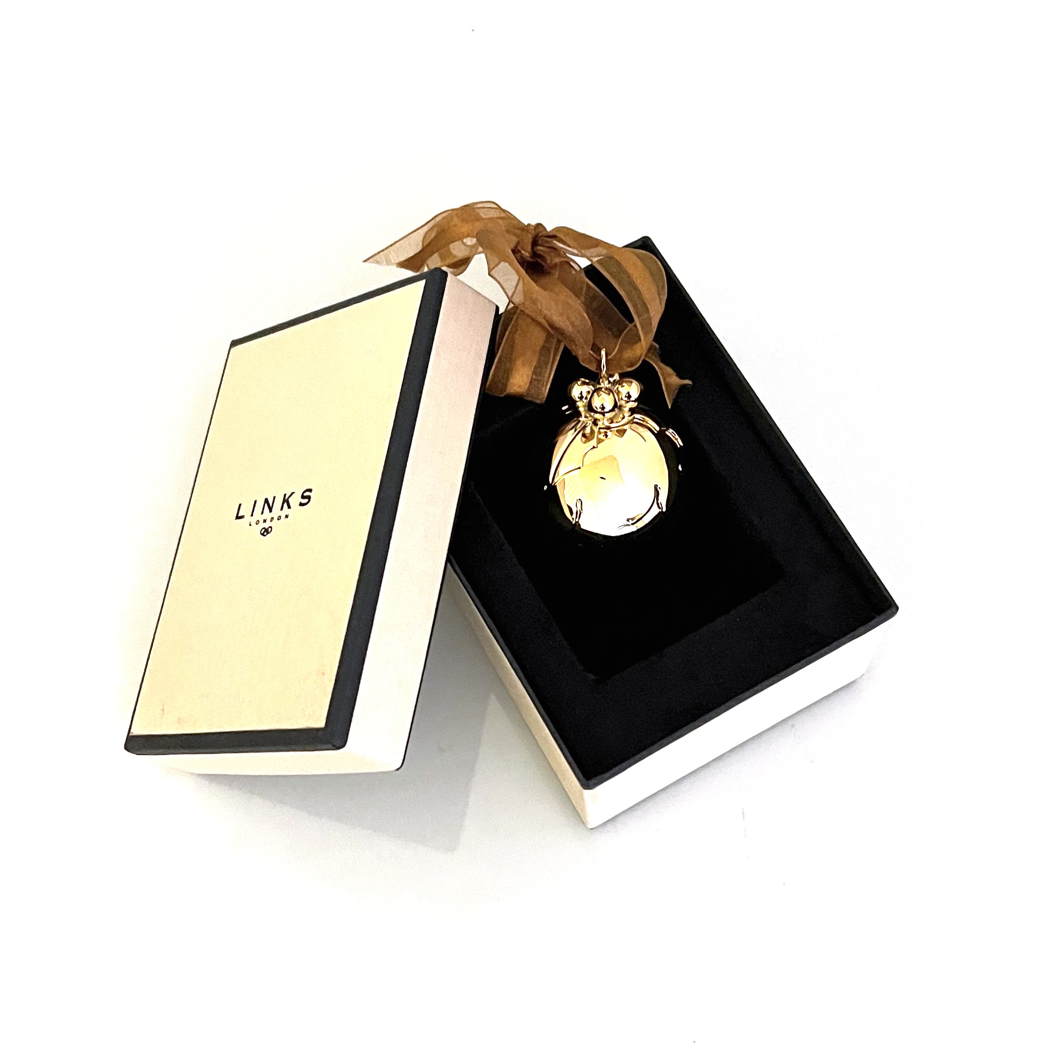 Vintage Links of London Christmas decoration displayed with original box