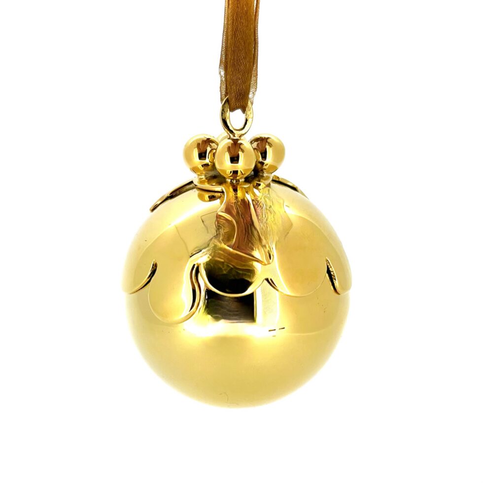 Links of London gold plated Christmas pudding bauble with original ribbon