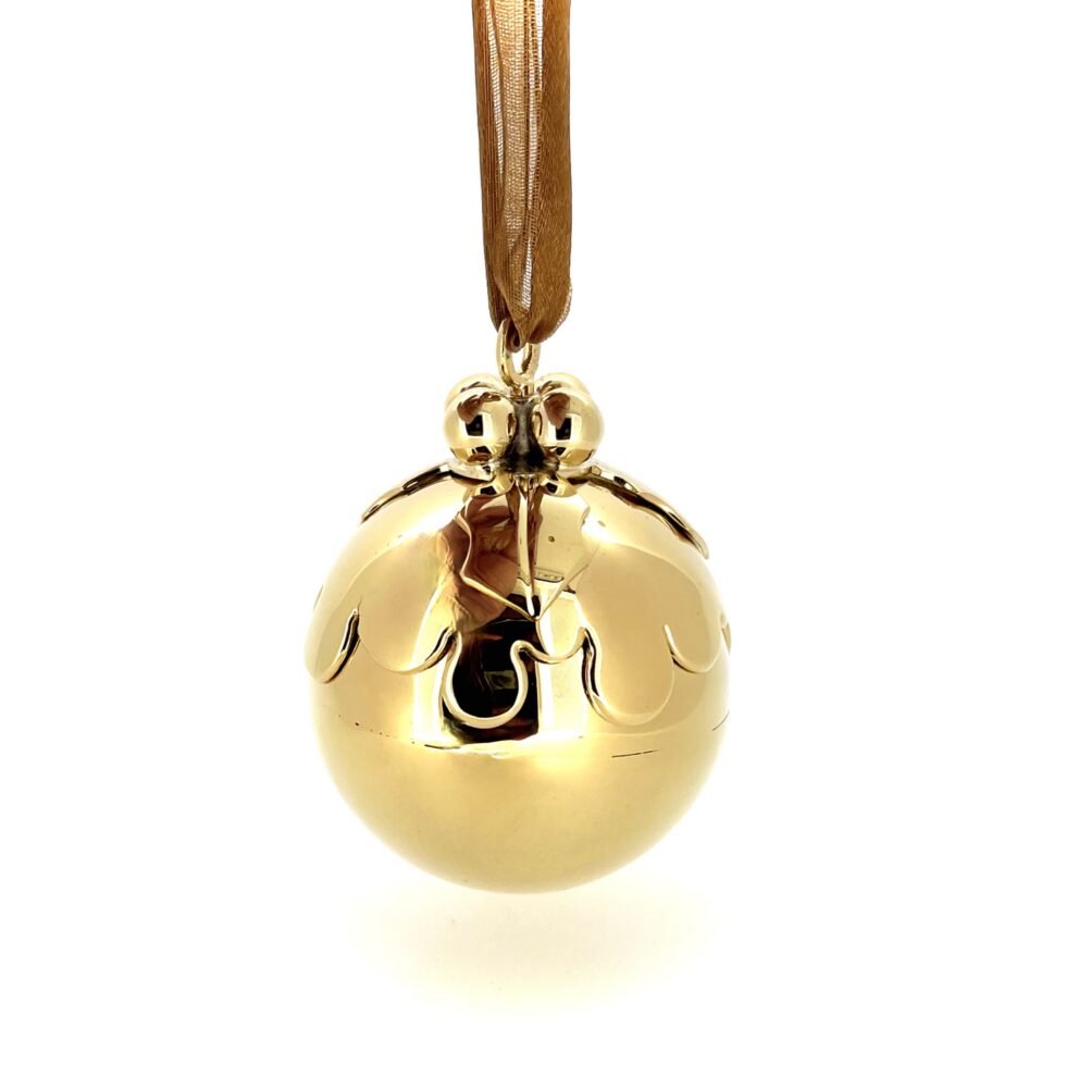 Vintage Links of London gold plated Christmas pudding tree decoration front view