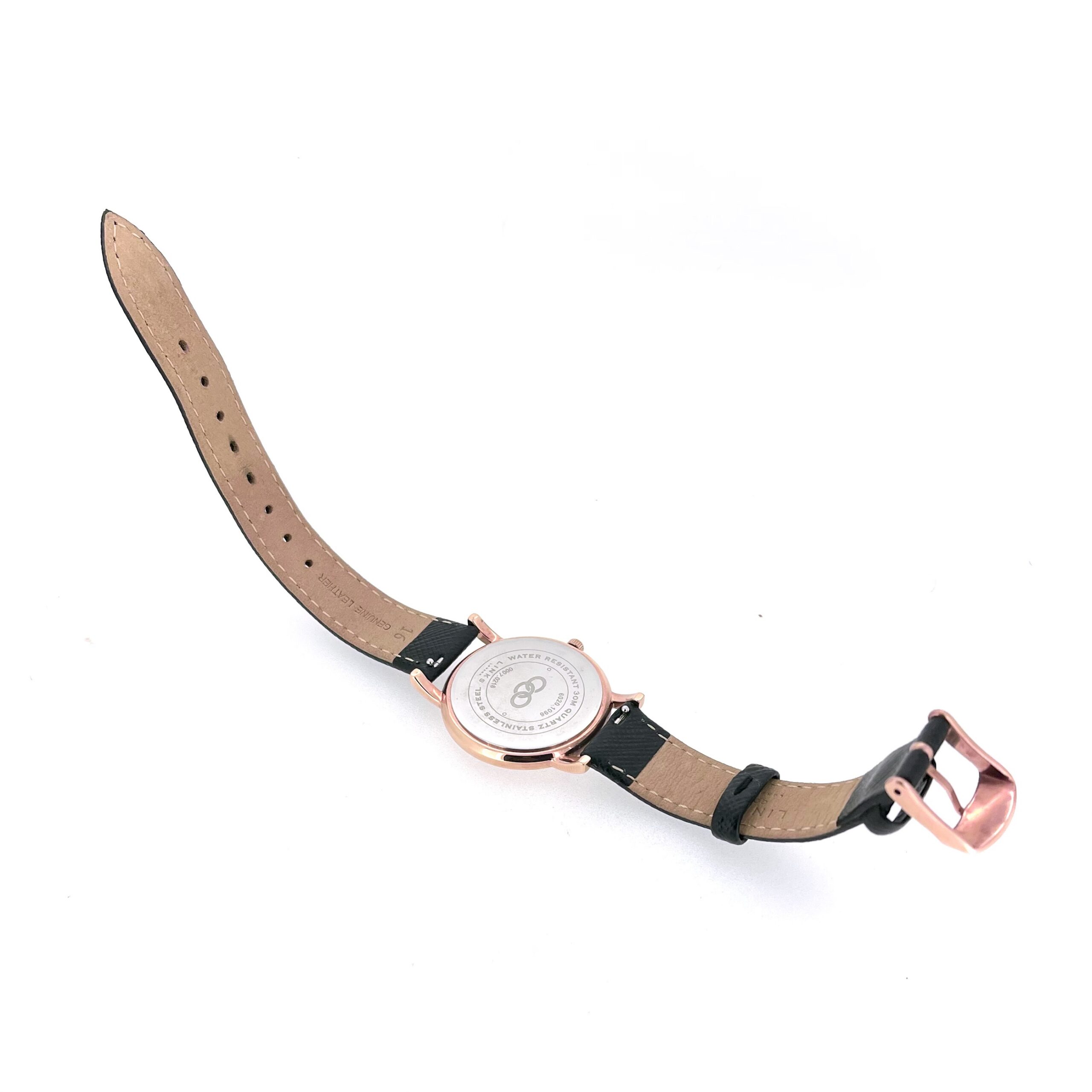 Side view of vintage Links of London rose gold tone watch