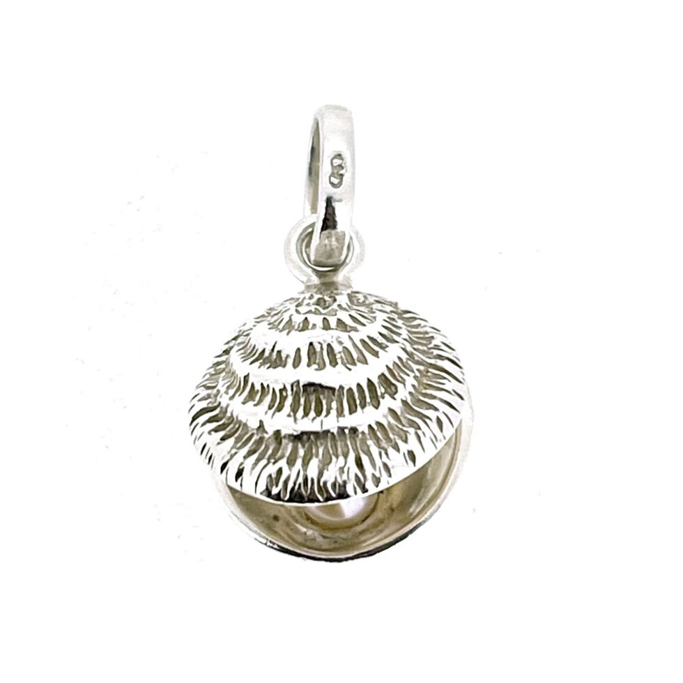 Sterling silver oyster charm closed shell detail