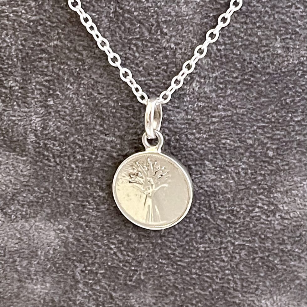 Links of London pendant necklace with wheatsheaf reverse and coin design