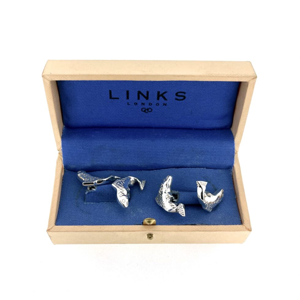 Vintage Links of London fish cufflinks with original presentation box