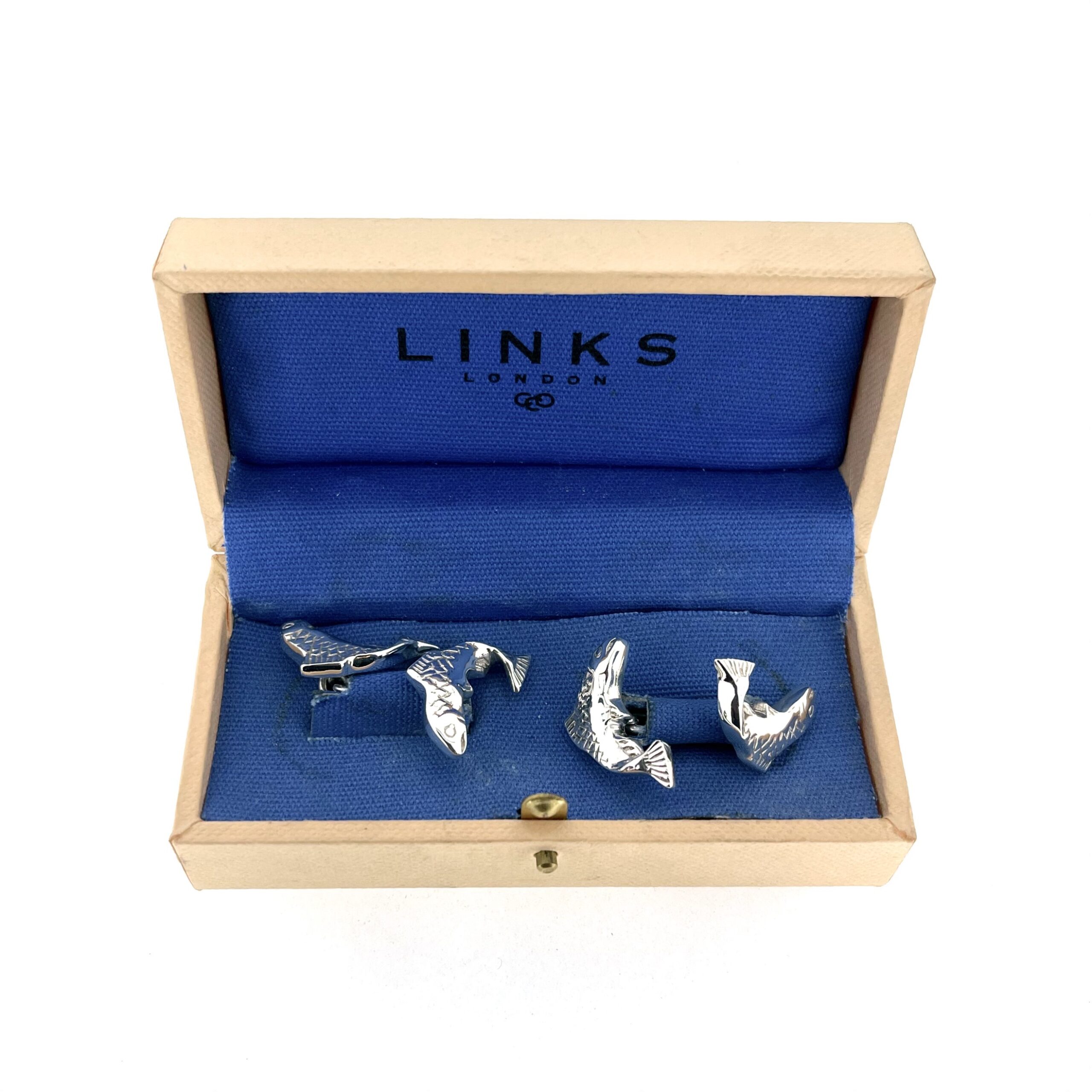 Vintage Links of London fish cufflinks with original presentation box
