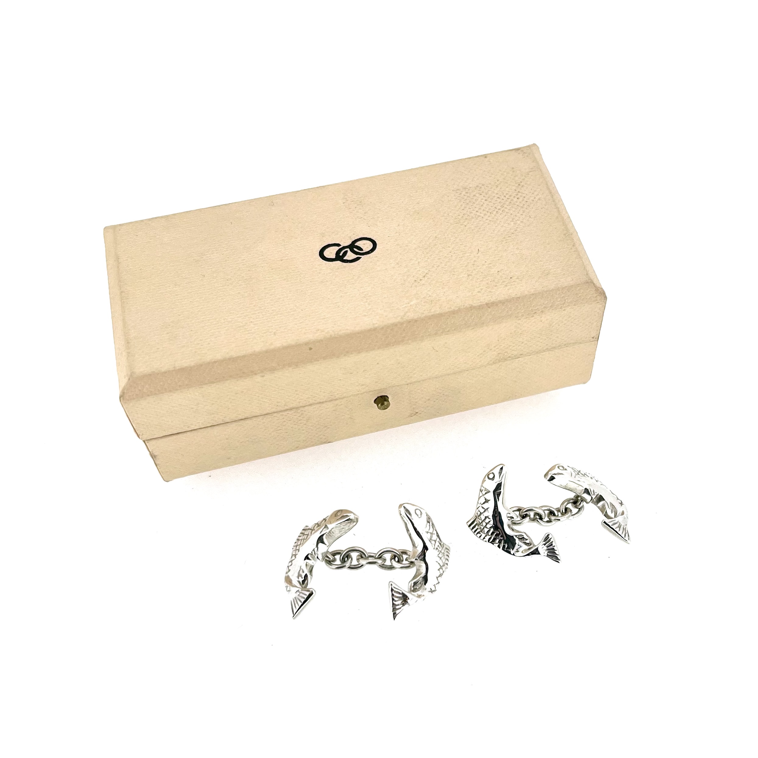 Vintage Links of London fish cufflinks with original presentation box