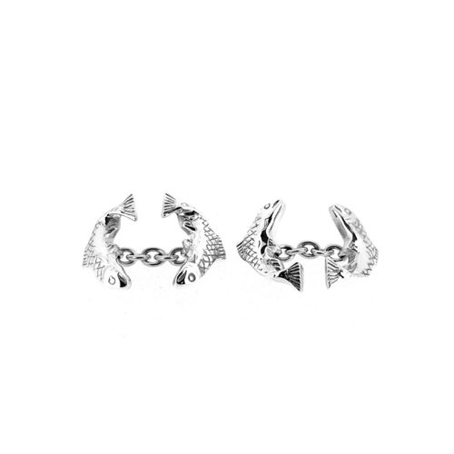 Vintage Links of London sterling silver fish chain cufflinks front view