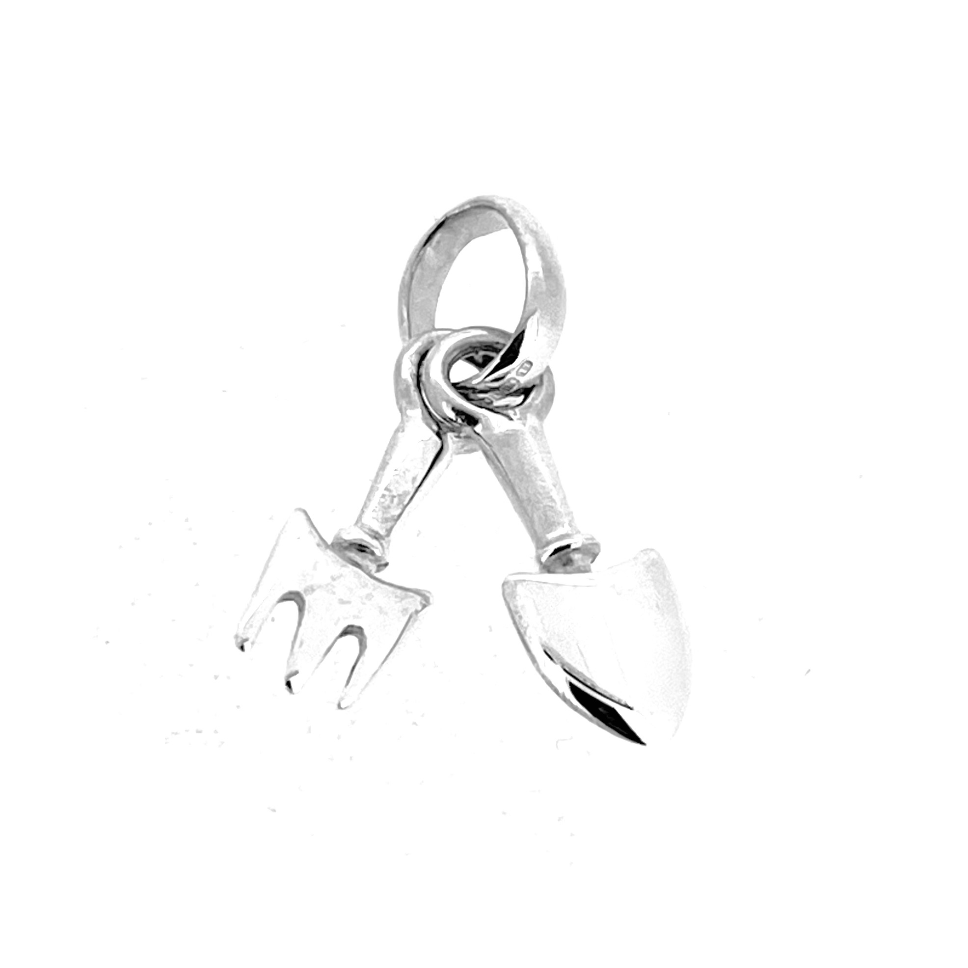 Vintage Links of London charm showing separate silver hand fork and hand spade