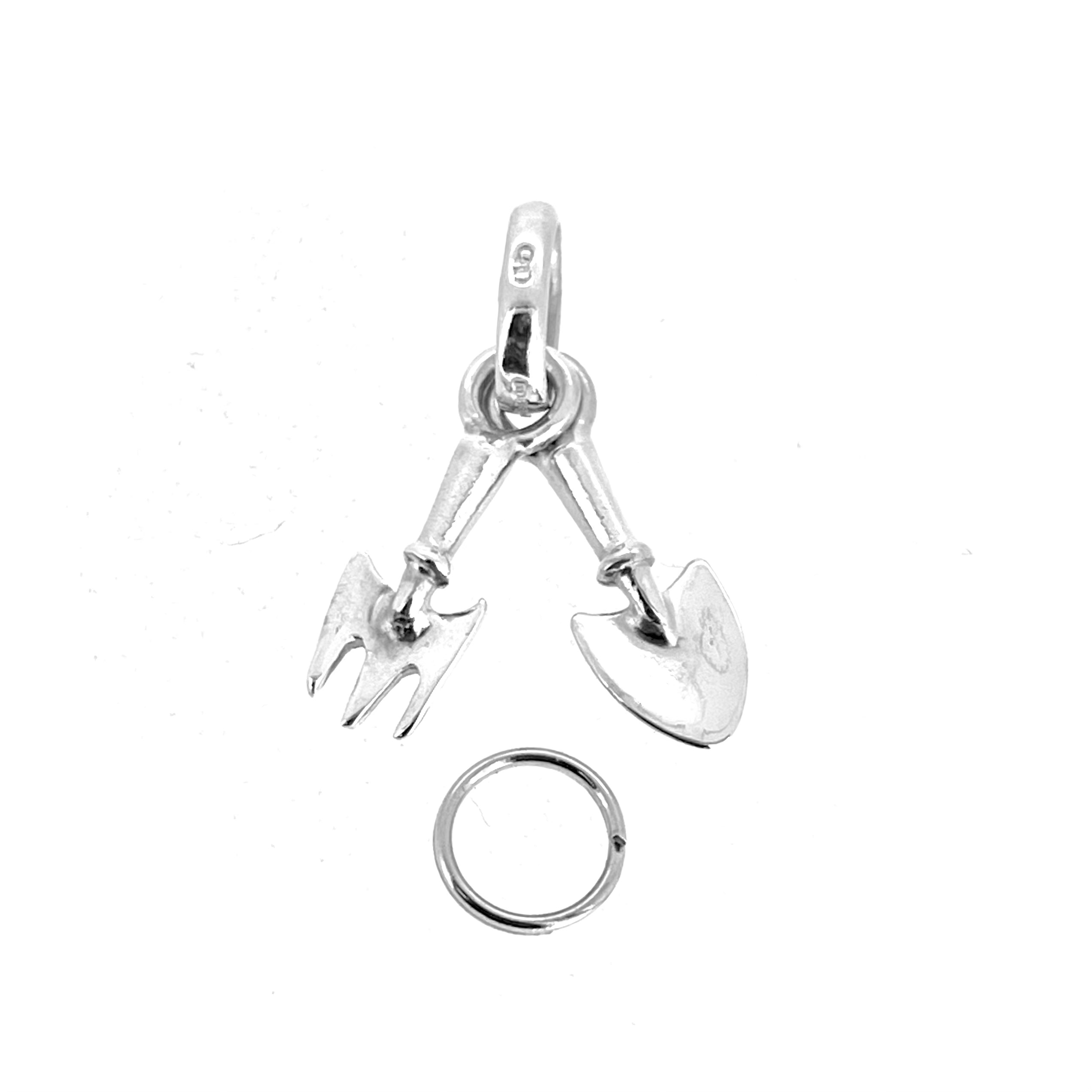 Front view of Links of London hand fork and spade charm