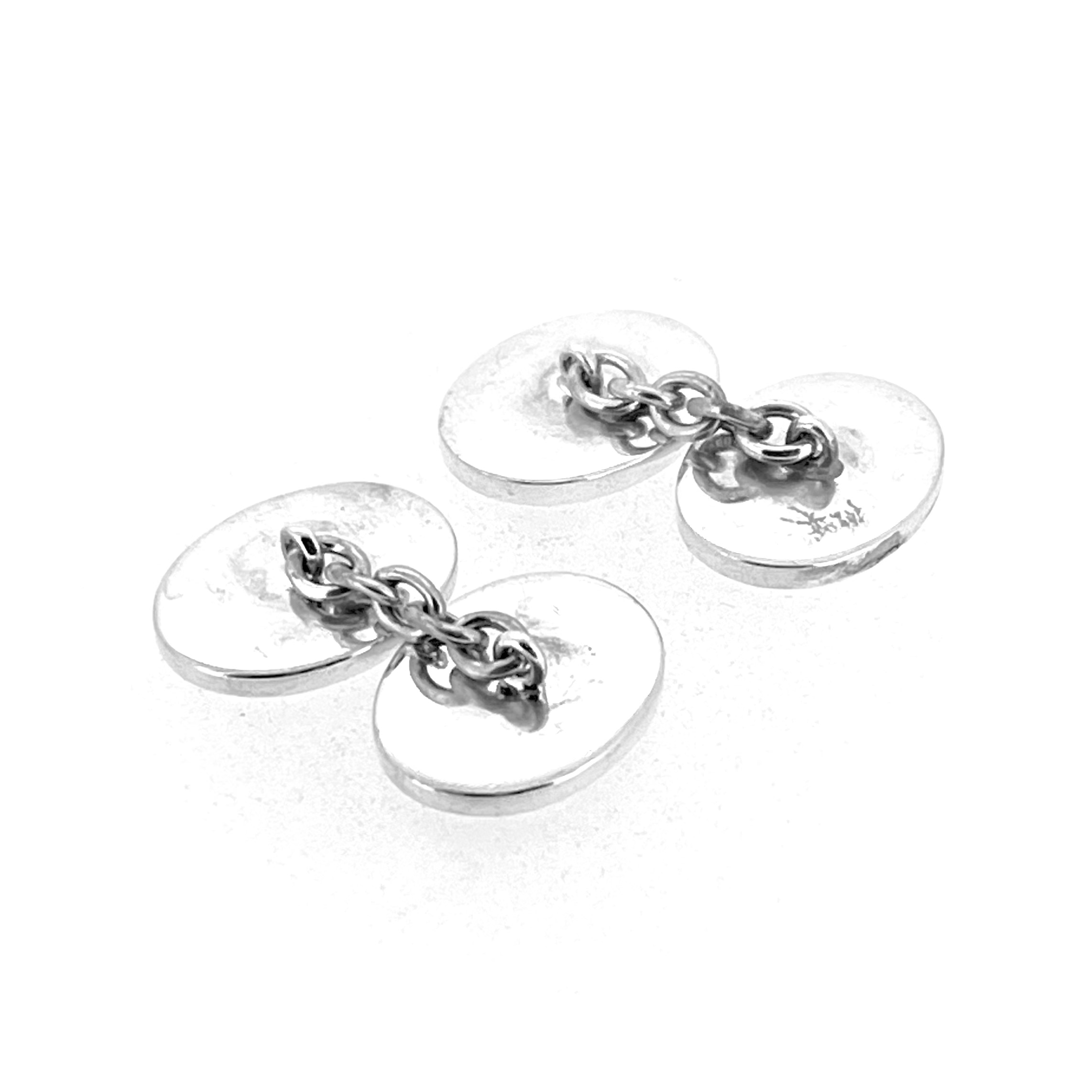 Vintage Links of London sterling silver No. 25 oval chain cufflinks