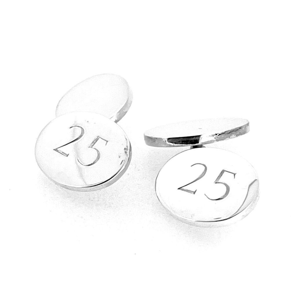 Links of London 2002 sterling silver oval cufflinks with engraved number 25