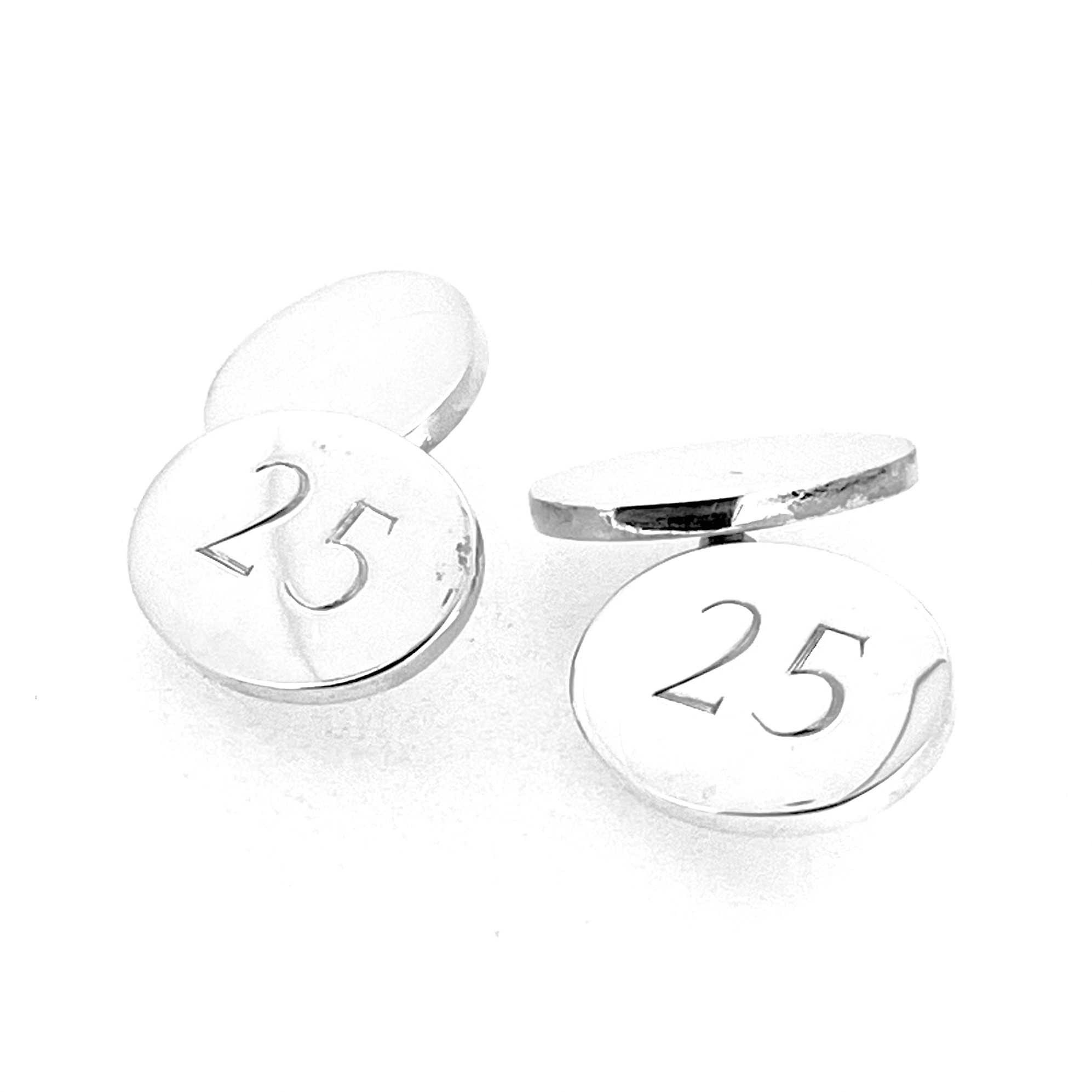 Links of London 2002 sterling silver oval cufflinks with engraved number 25