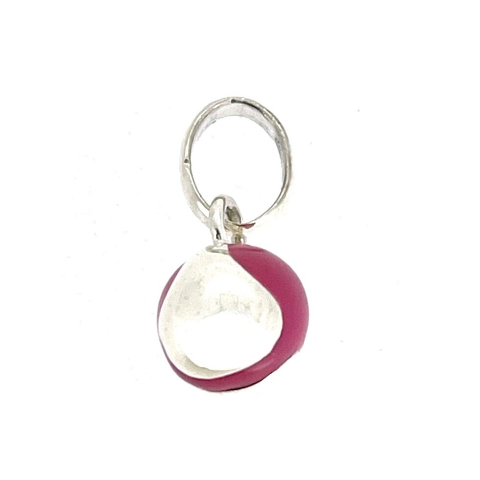 Vintage Links of London sterling silver pink enamel tennis ball charm front view