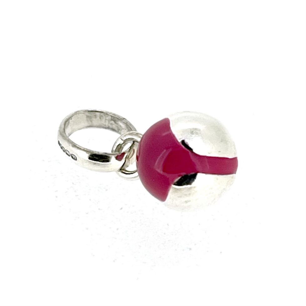 Small sterling silver tennis ball charm with pink enamel by Links of London