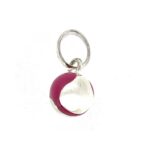 Links of London pink enamel tennis ball charm viewed from slight angle