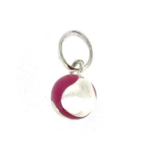 Links of London pink enamel tennis ball charm viewed from slight angle