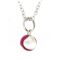 Small pink enamel tennis ball necklace front view