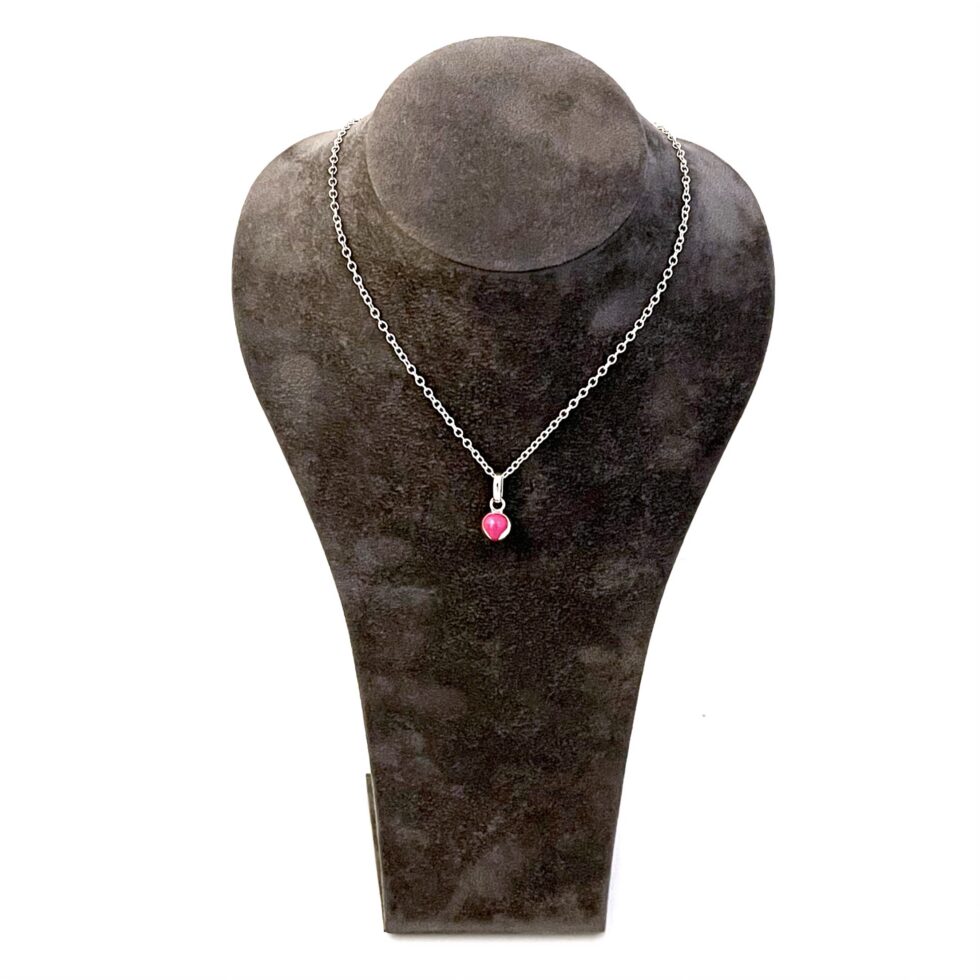 Vintage Links of London sterling silver pink enamel tennis ball necklace