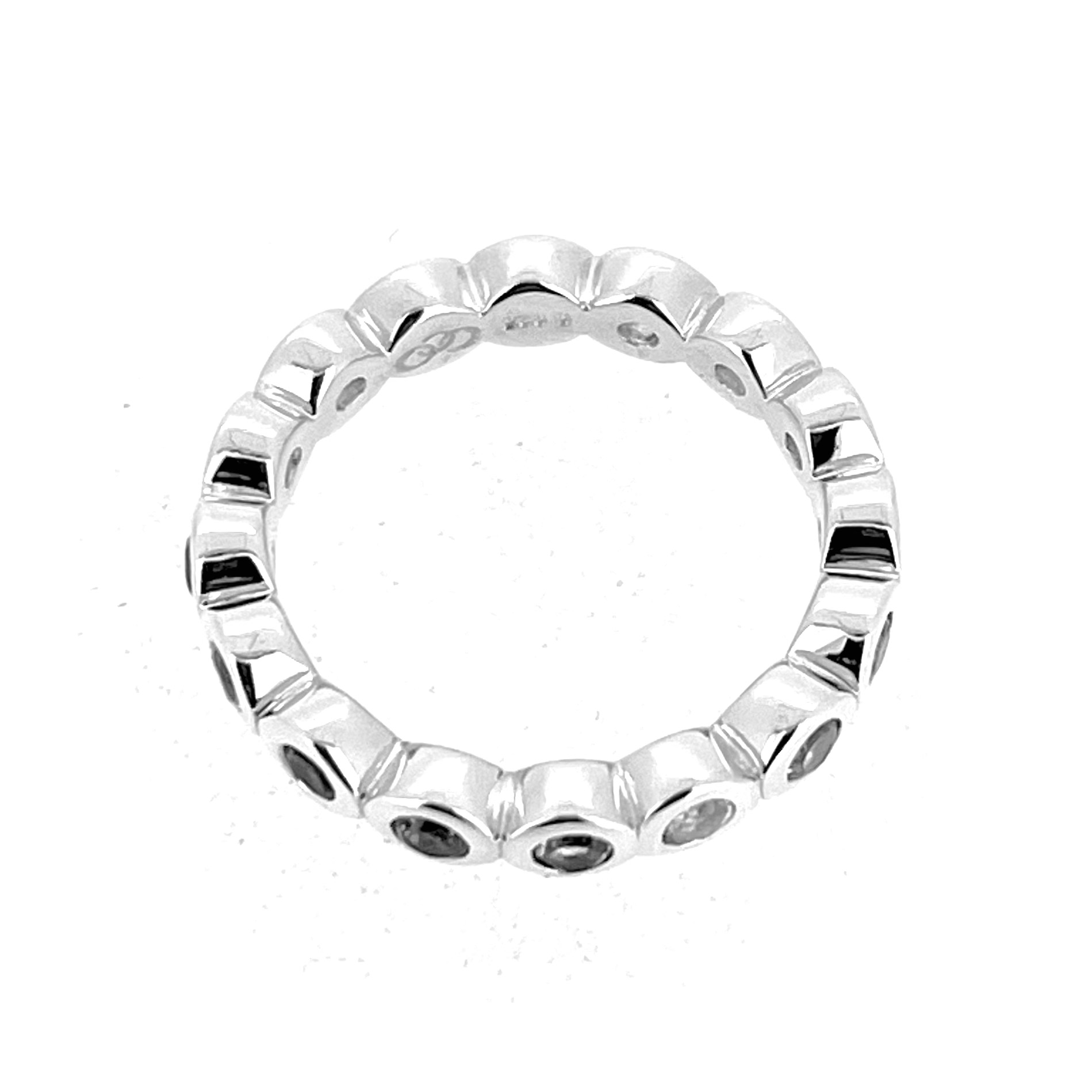 Vintage sterling silver eternity ring with round white topaz stones