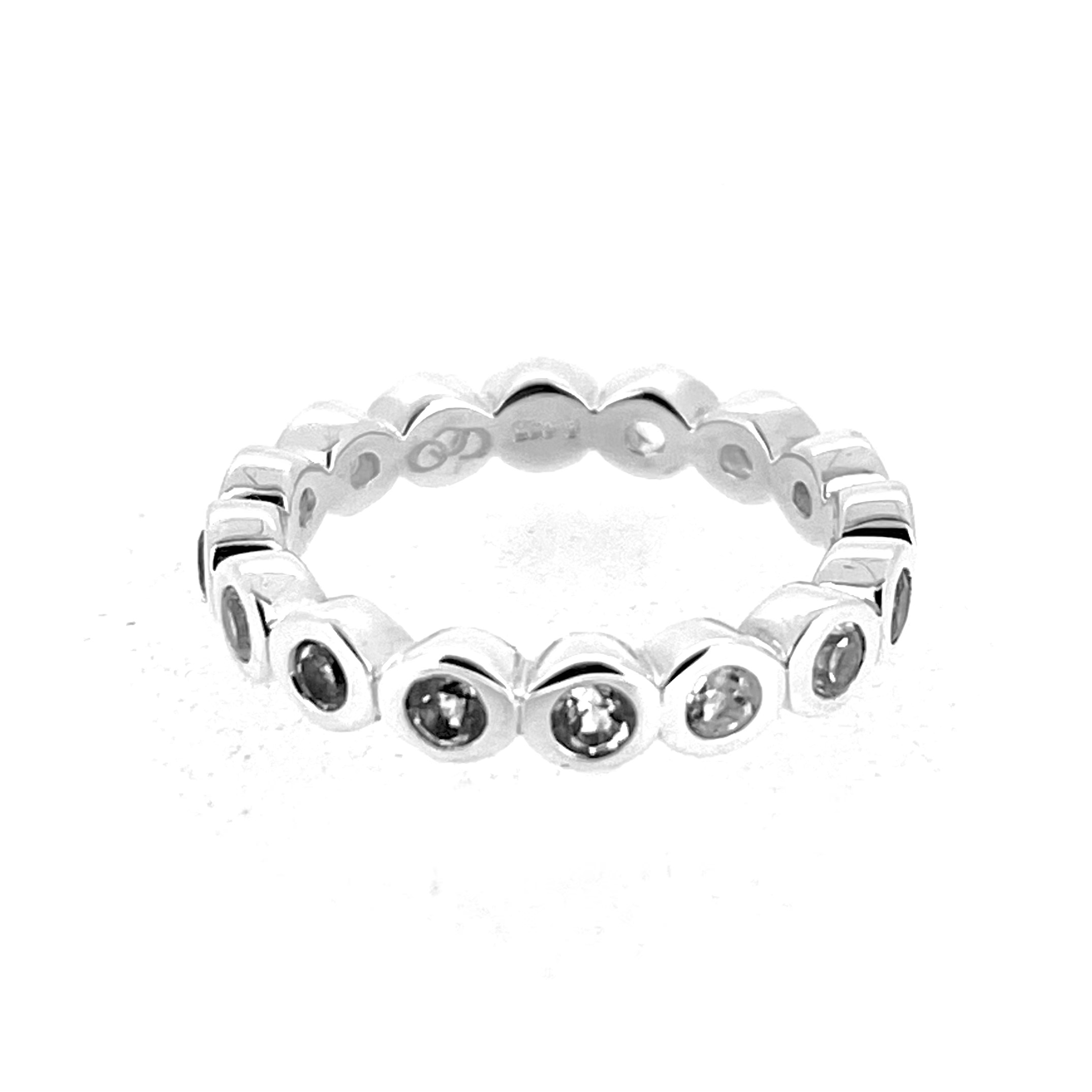 Vintage Links of London sterling silver white topaz eternity ring UK size N