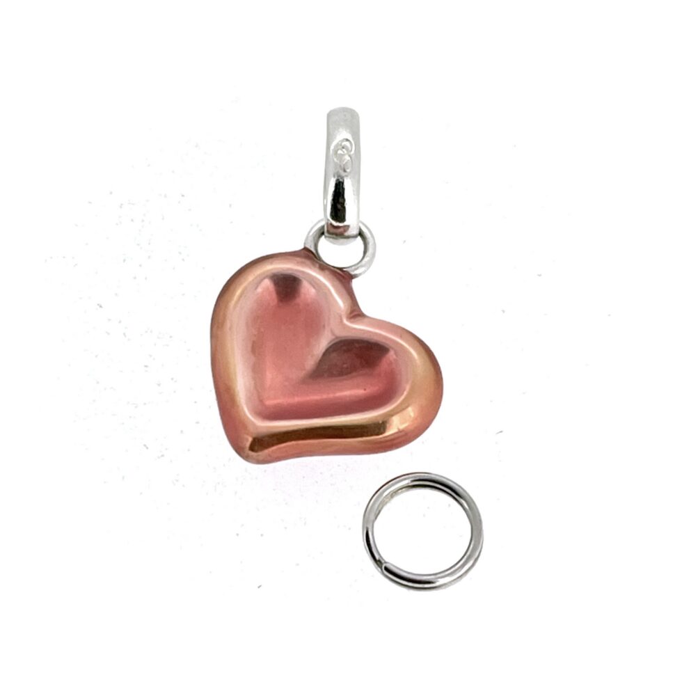 Red enamel heart charm with silver bail
