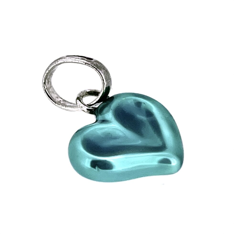 Links of London thumbprint heart charm blue enamel front view