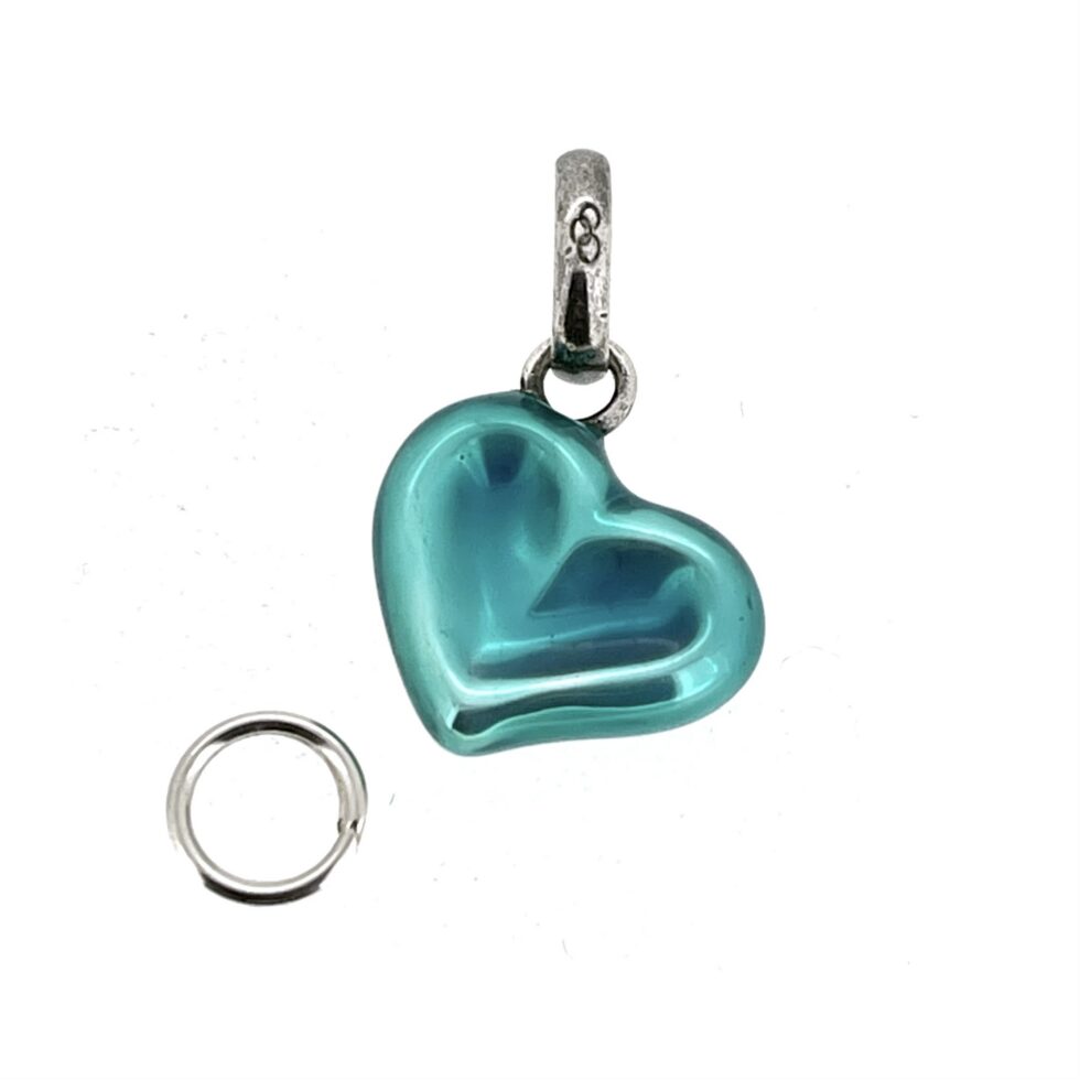Turquoise enamel heart charm side profile
