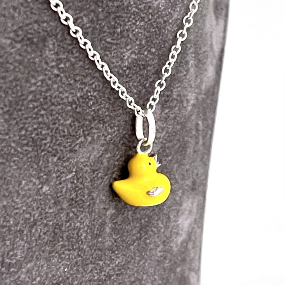 Yellow Rubber Ducky charm presented as a finished Links of London necklace