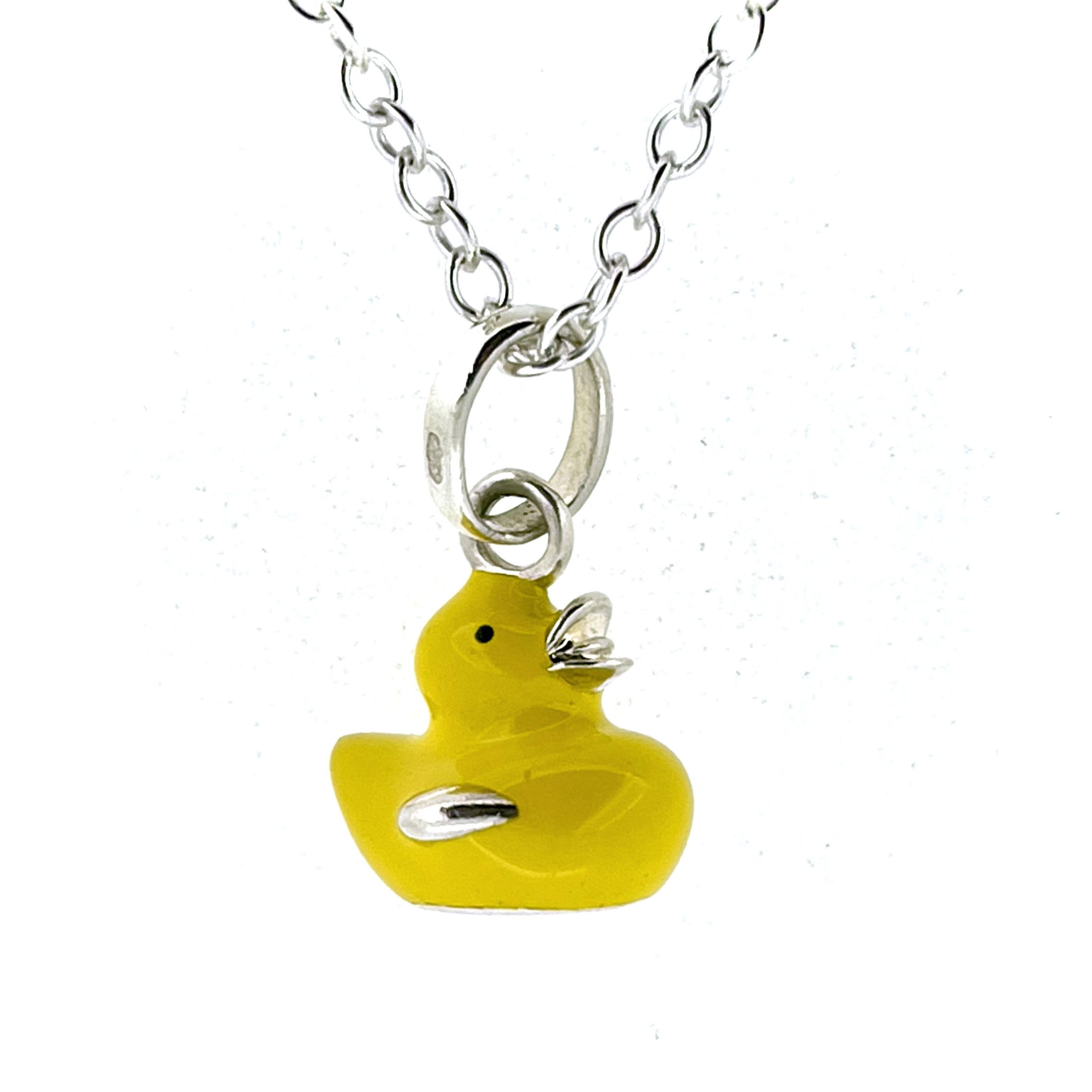 Vintage Links of London Yellow Rubber Ducky necklace in sterling silver enamel