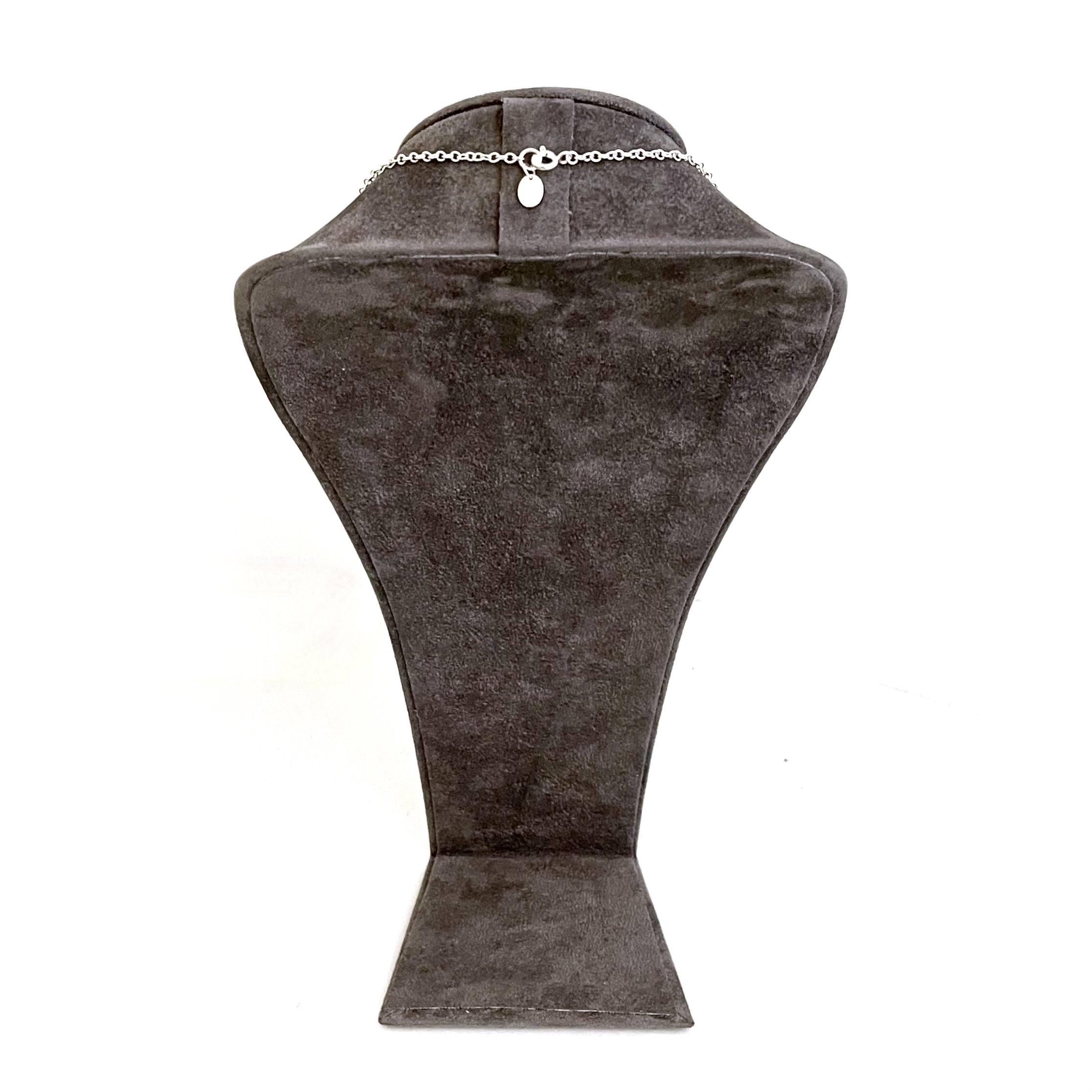 Sterling silver oval link necklace chain with bolt ring clasp detail shown from the reverse