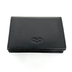 Links of London black leather wallet with embossed three-ring logo
