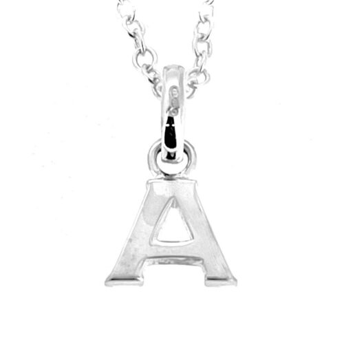 Sterling silver A initial necklace front view