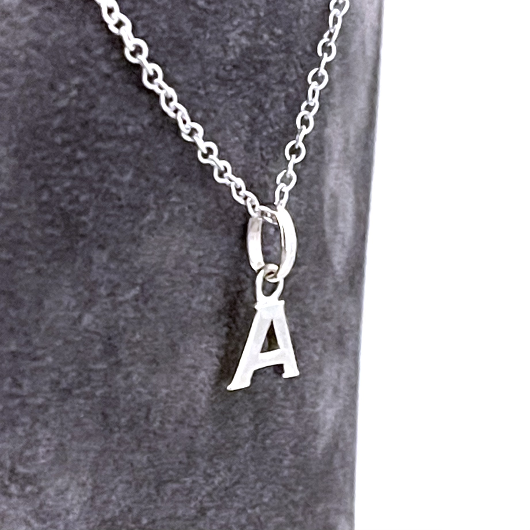 Vintage sterling silver initial A necklace with polished finish