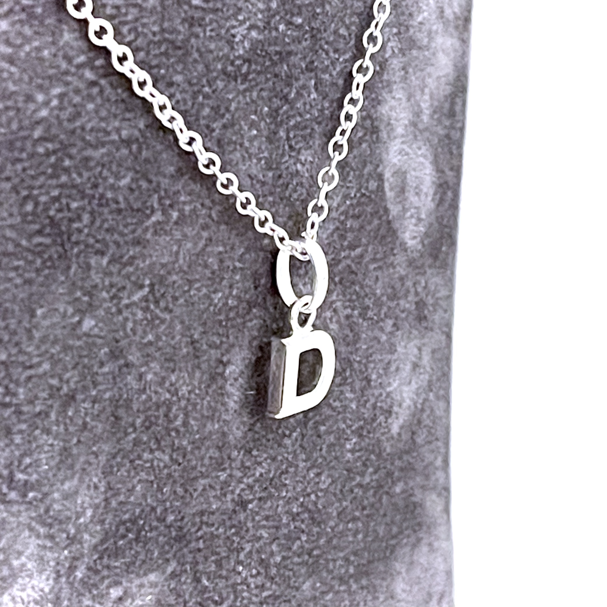 Vintage sterling silver initial D necklace with polished finish