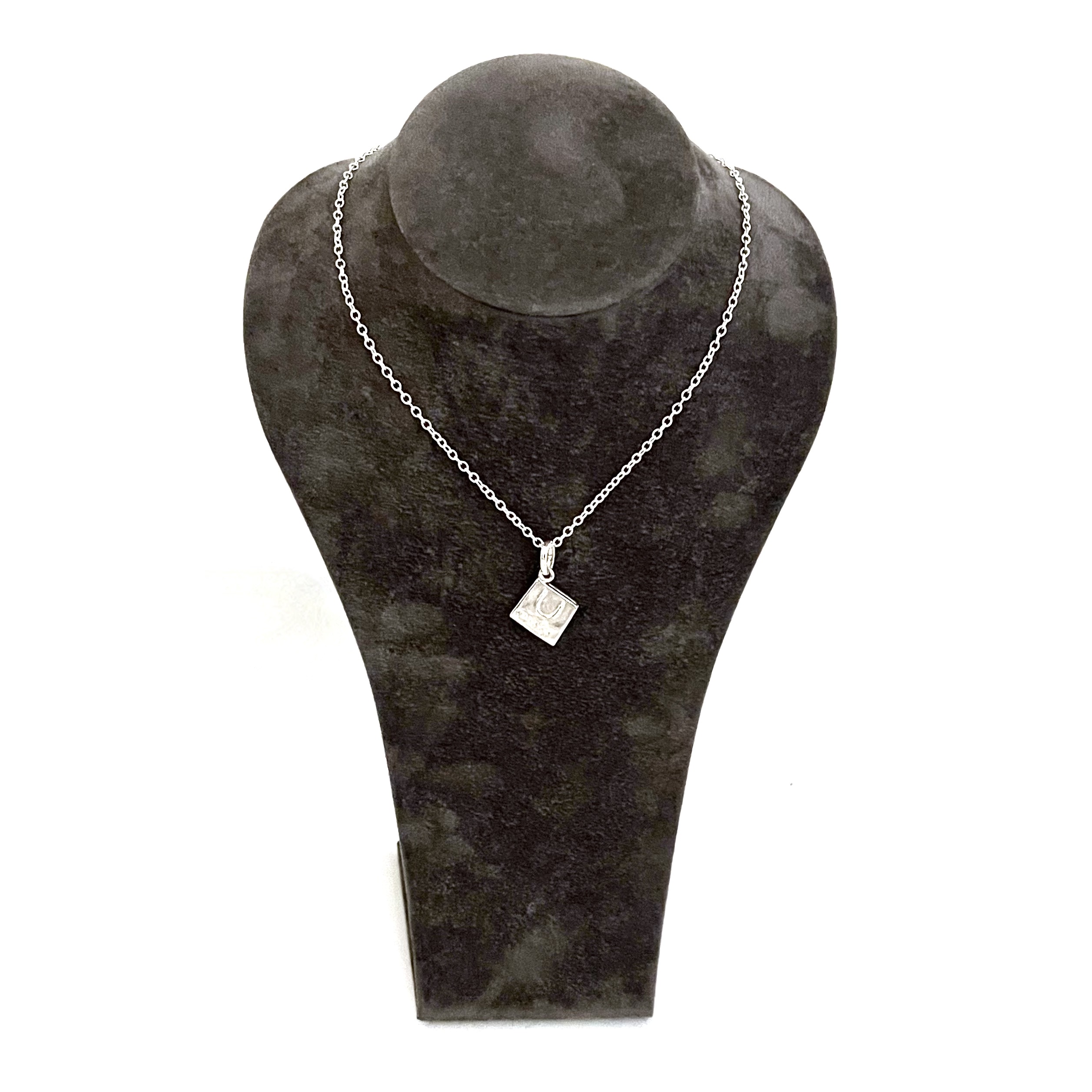 Vintage sterling silver Links Bag necklace showing handbag design