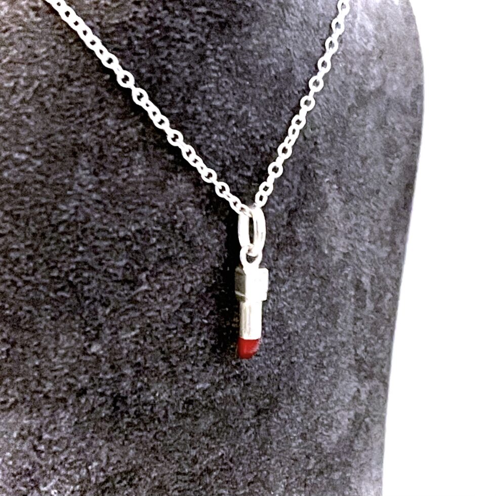 New Old Stock Links of London Lipstick Charm worn as a necklace