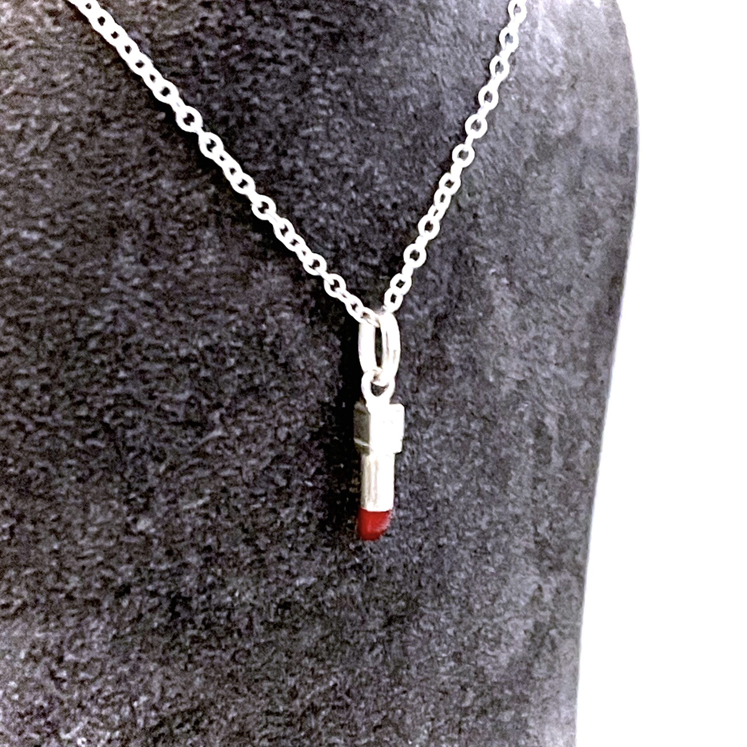 New Old Stock Links of London Lipstick Charm worn as a necklace