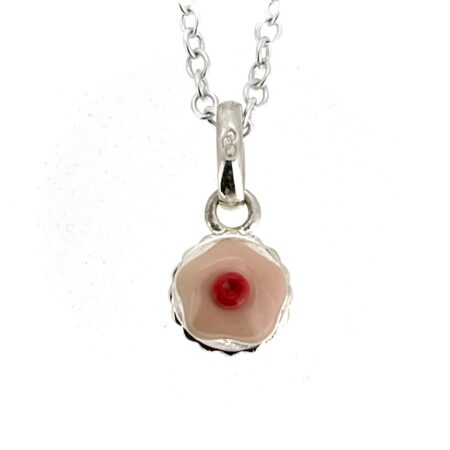 Vintage Links of London Pink Cupcake necklace in sterling silver enamel