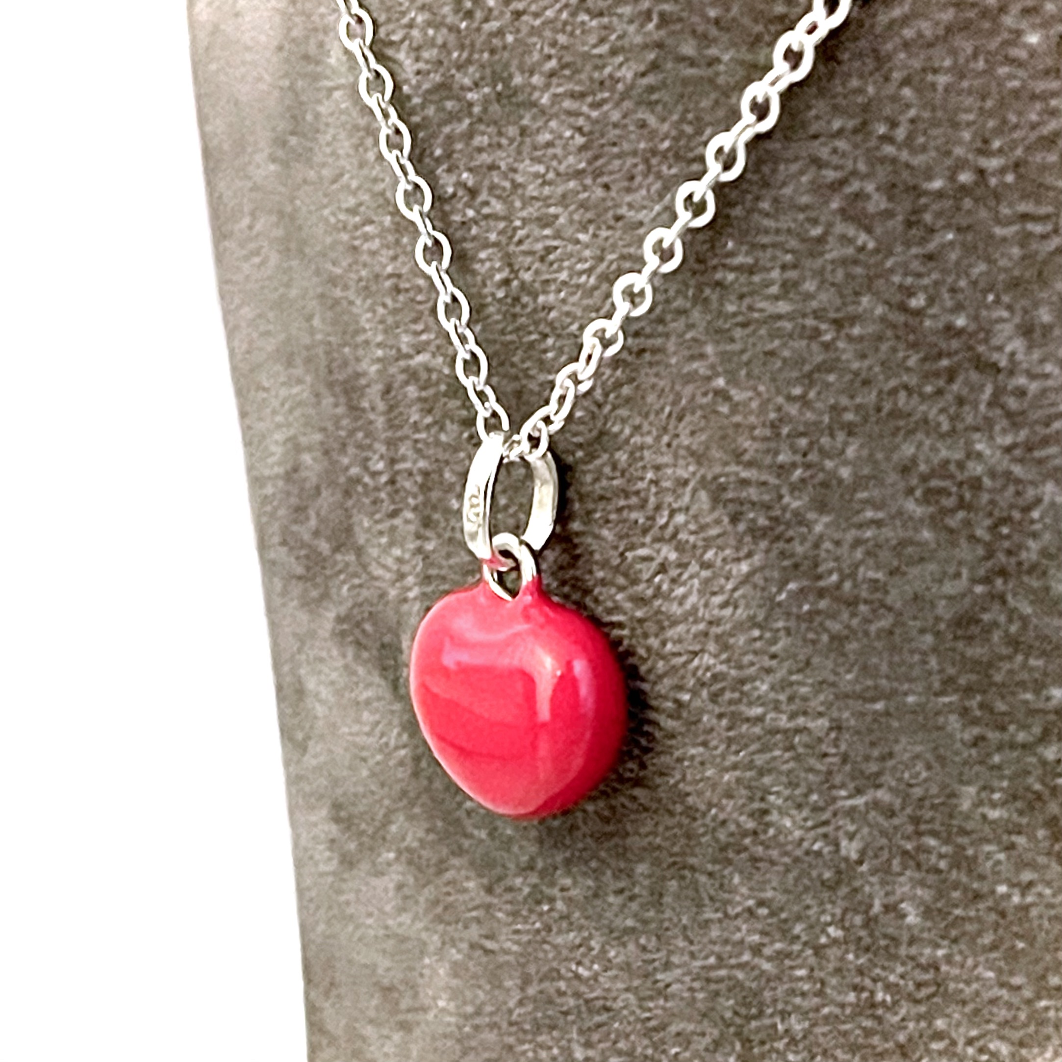 Red Enamel Heart charm presented as a finished Links of London necklace