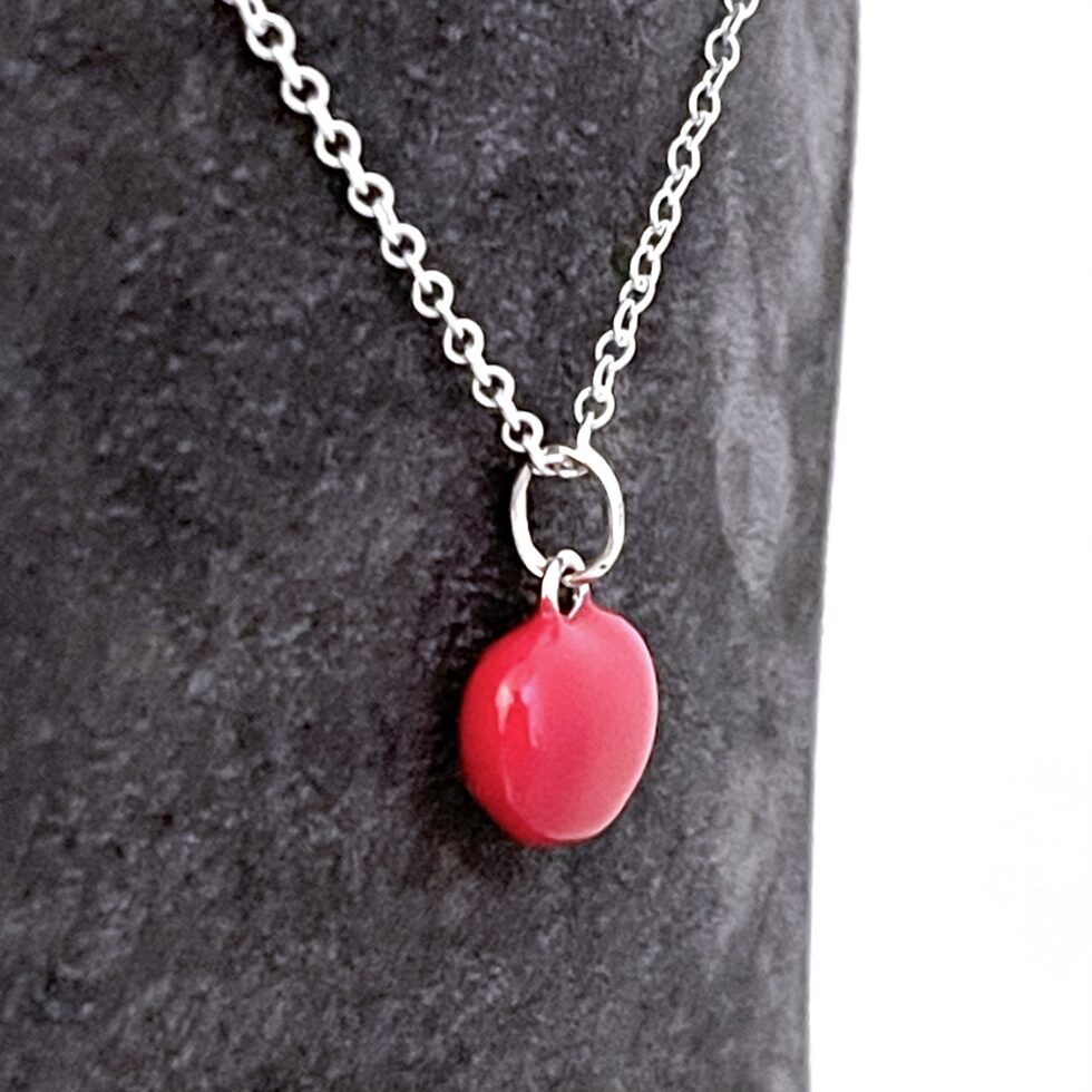 Vintage Links of London Red Enamel Heart necklace in sterling silver