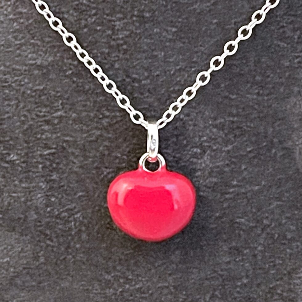Links of London red heart charm necklace on sterling silver chain