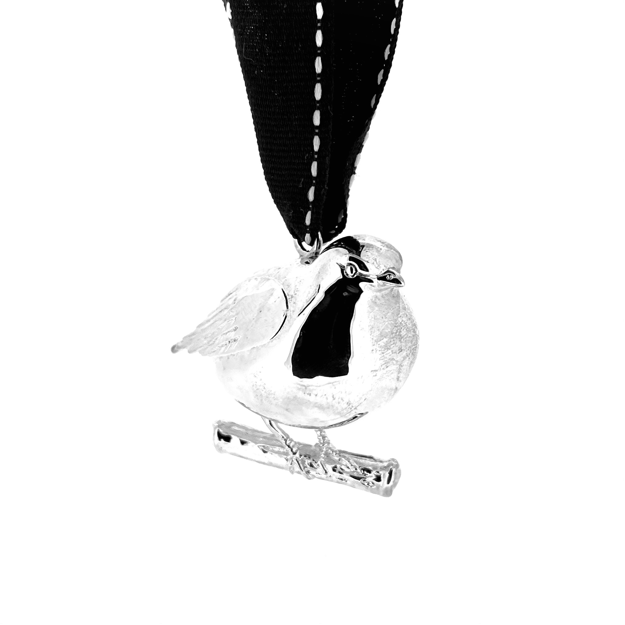 Links of London Christmas robin ornament with original black ribbon