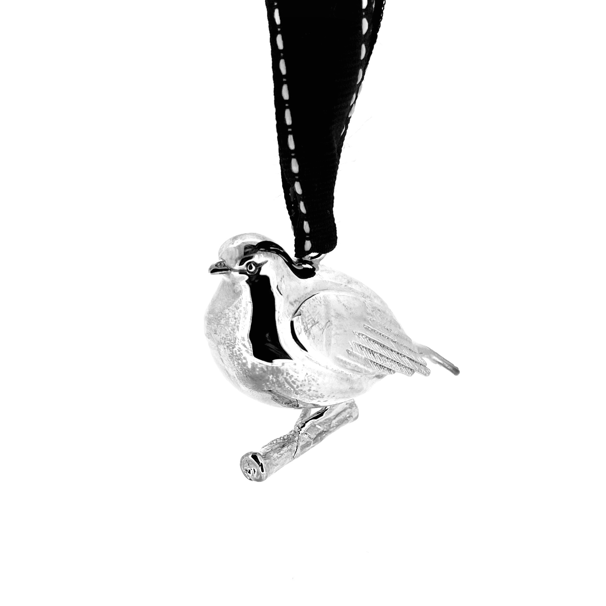 Vintage silver plated robin bauble in original presentation box