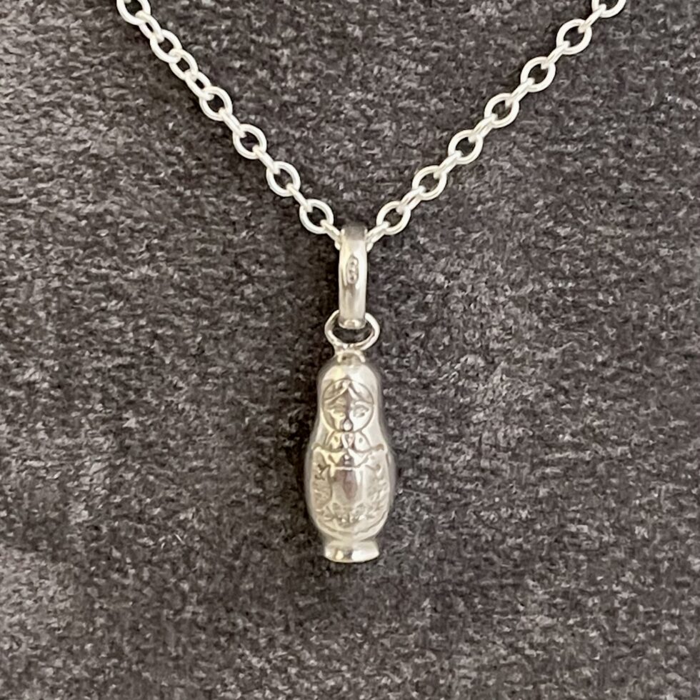 Vintage sterling silver Russian Doll necklace with Matryoshka design