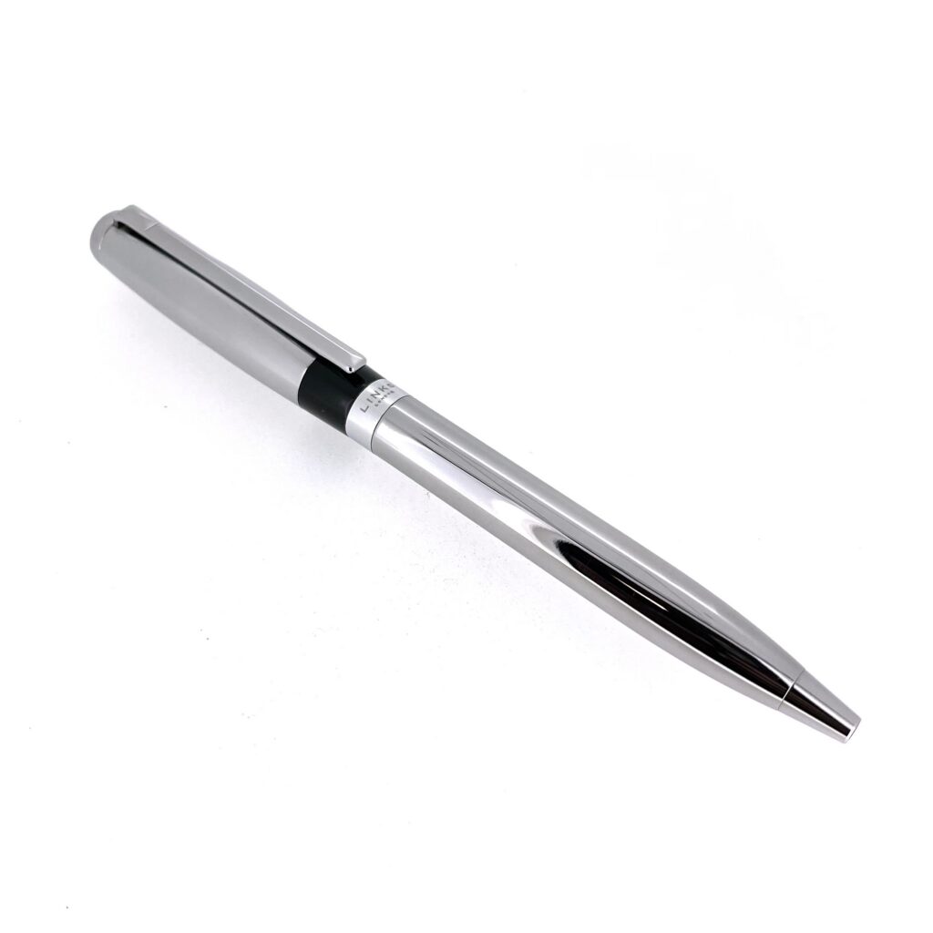 Vintage Links of London silver colour twist ballpoint pen front view