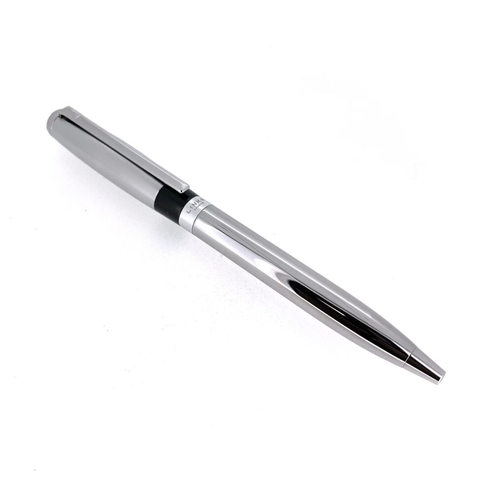 Vintage Links of London silver colour twist ballpoint pen front view