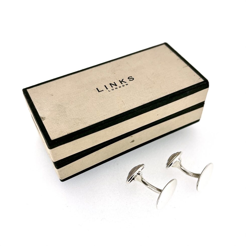 Rectangular Links of London cufflink box with vintage wear