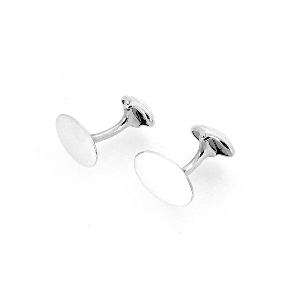 Links of London silver oval cufflinks with polished plain fronts